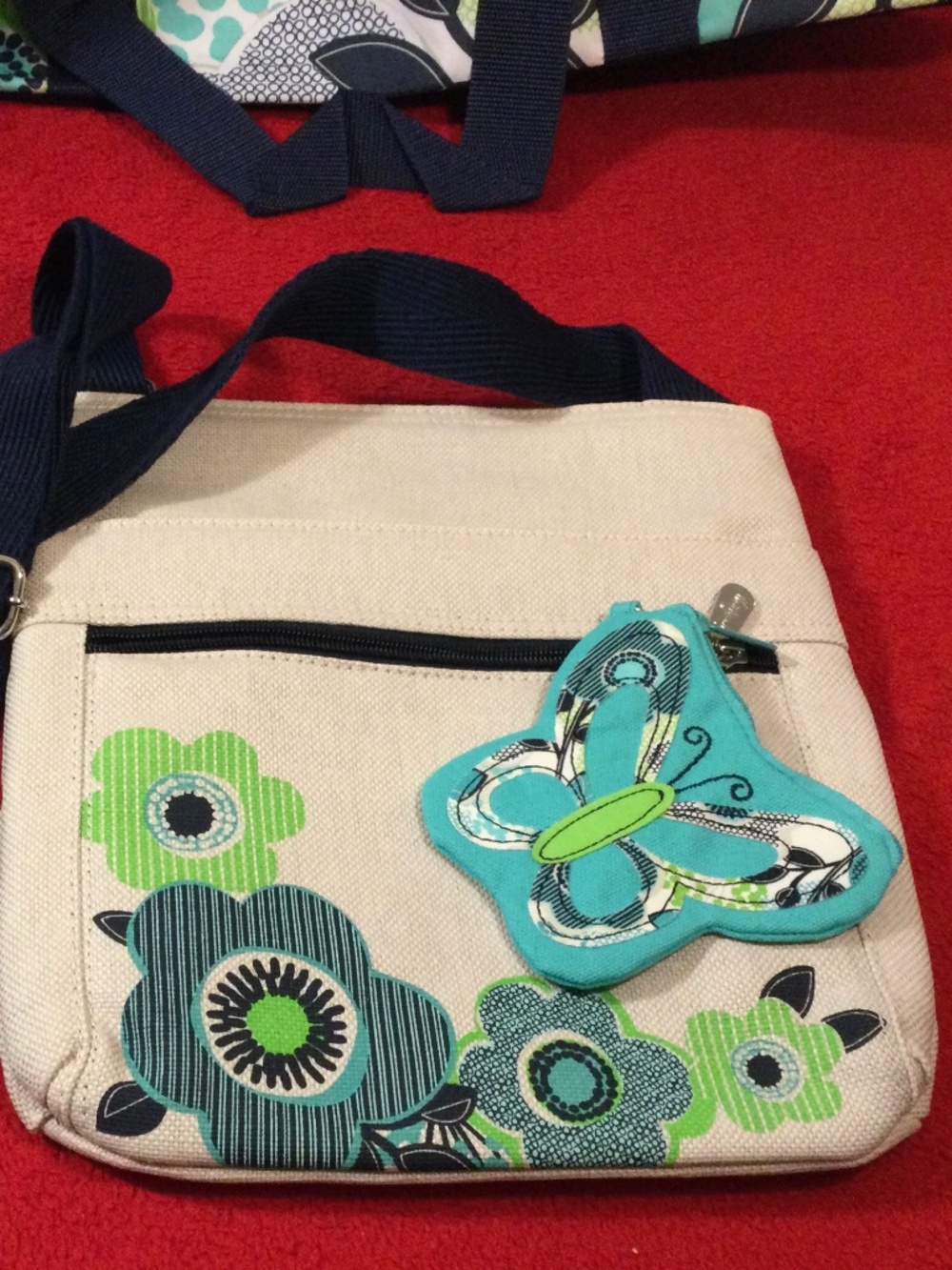 🦋New! Thirty-one Organizing Fabulous Floral Shoulder Bag Butterfly Coin Purse